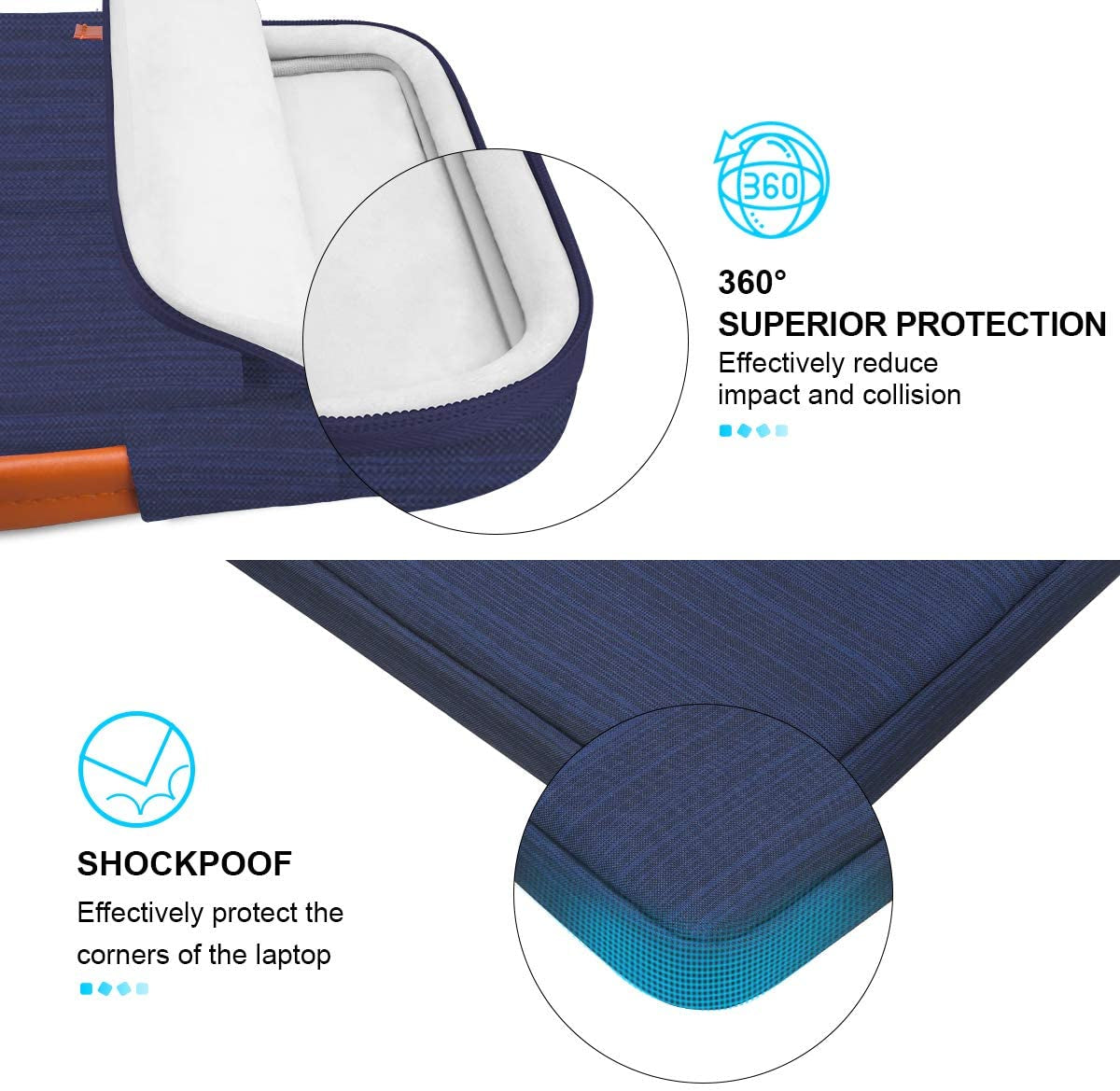 360° Protective Laptop Sleeve Case for 16 Inch Macbook Pro M5 Pro/Max A3428 A3429 (2026), M4/M3/M2/M1 A3403 A3186 A2991 A2780 A2485 A2141, 15 Inch Surface Laptop 7/6/5/4/3 Computer Bag, Blue