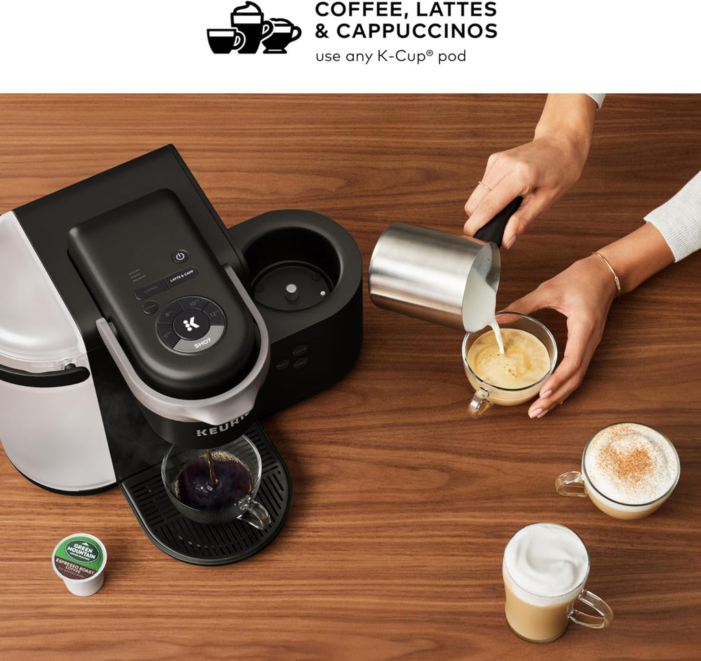 K-Cafe Single-Serve K-Cup Coffee Maker, Latte Maker and Cappuccino Maker, Comes with Dishwasher Safe Milk Frother, Coffee Shot Capability, Compatible with All  K-Cup Pods, Dark Charcoal