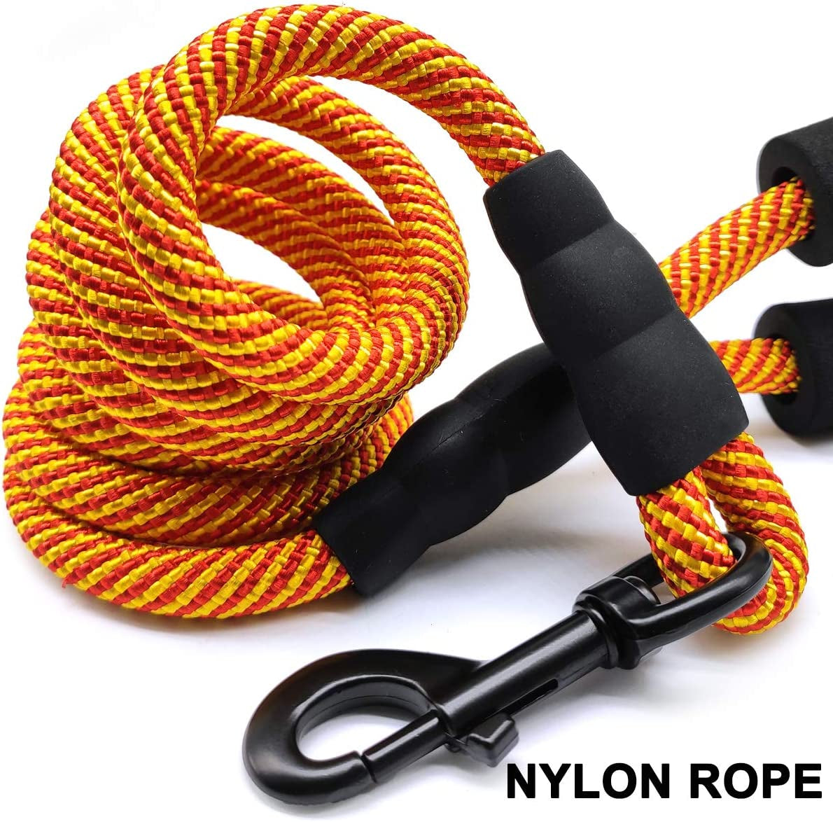 Heavy Duty Rope Dog Leash, 6/8/10FT Nylon Pet Leash, Soft Padded Handle Thick Lead Leashes for Large Medium Dogs (Orange, 1/2" * 6')