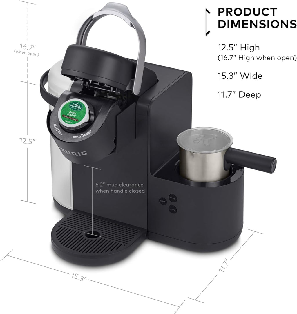 K-Cafe Single-Serve K-Cup Coffee Maker, Latte Maker and Cappuccino Maker, Comes with Dishwasher Safe Milk Frother, Coffee Shot Capability, Compatible with All  K-Cup Pods, Dark Charcoal