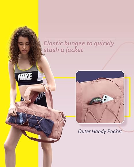 Small Duffle Bag with Wet Pocket & Shoes Bag,  Sports Gym Bag, Travel Duffle Bag for Men, Women, Girls and Kids, Lightweight and Waterproof(Black)