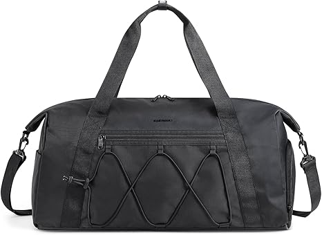 Small Duffle Bag with Wet Pocket & Shoes Bag,  Sports Gym Bag, Travel Duffle Bag for Men, Women, Girls and Kids, Lightweight and Waterproof(Black)