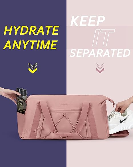 Small Duffle Bag with Wet Pocket & Shoes Bag,  Sports Gym Bag, Travel Duffle Bag for Men, Women, Girls and Kids, Lightweight and Waterproof(Black)