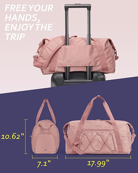 Small Duffle Bag with Wet Pocket & Shoes Bag,  Sports Gym Bag, Travel Duffle Bag for Men, Women, Girls and Kids, Lightweight and Waterproof(Black)