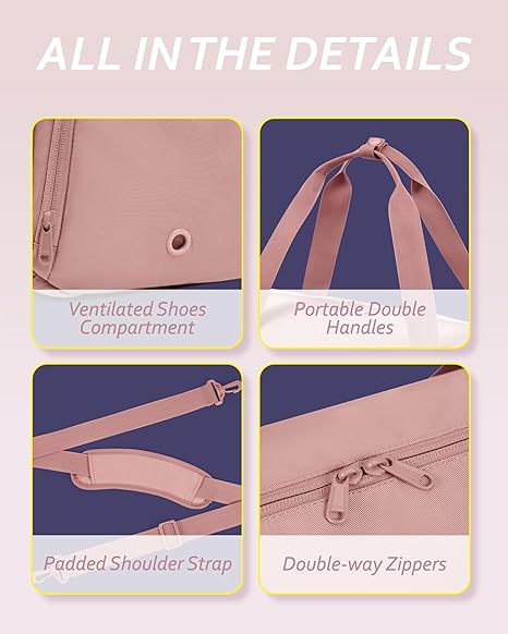 Small Duffle Bag with Wet Pocket & Shoes Bag,  Sports Gym Bag, Travel Duffle Bag for Men, Women, Girls and Kids, Lightweight and Waterproof(Black)