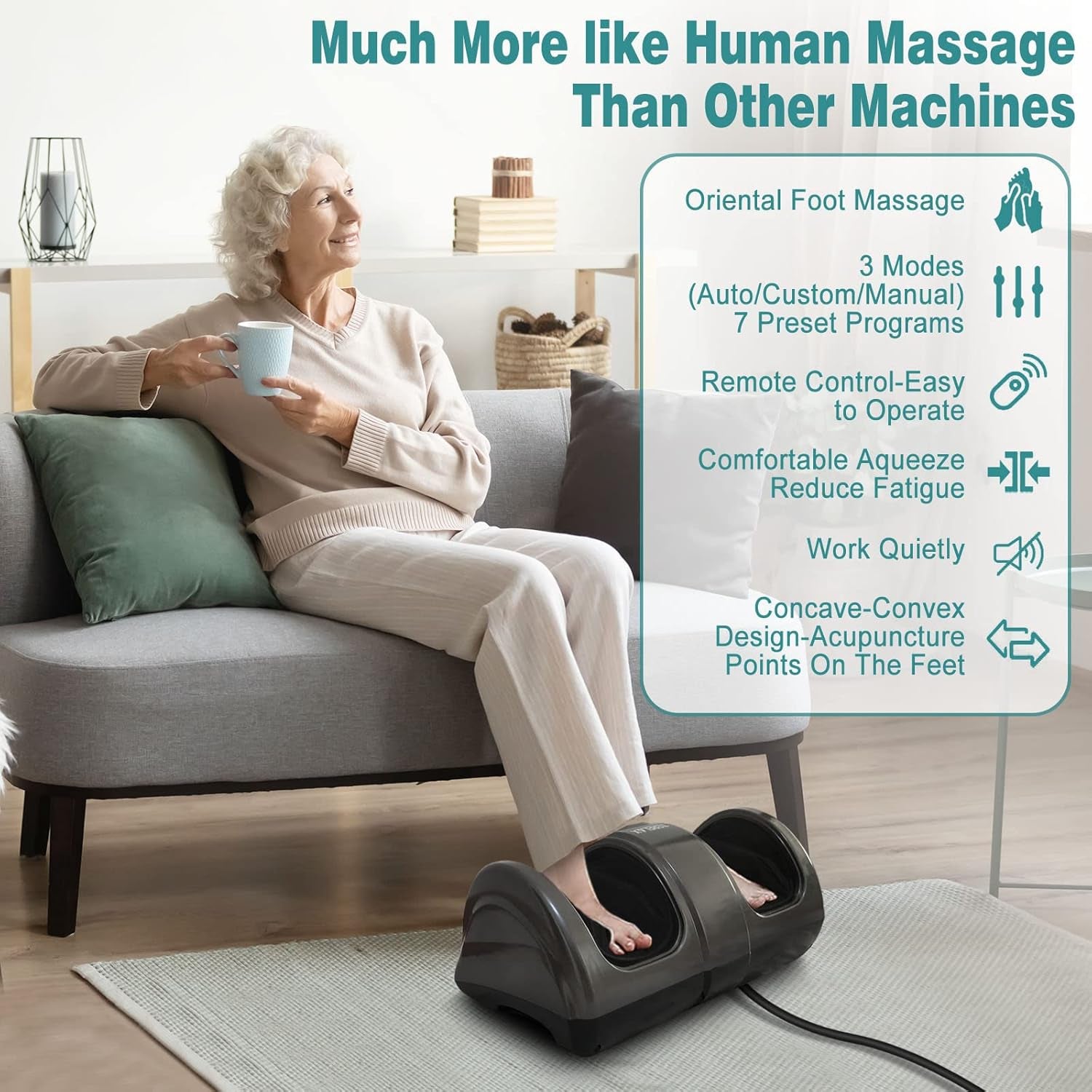 Foot Massager Machine, Shiatsu Foot and Calf Massager Plantar Nerve Pain Electric Deep Kneading Rolling Massage for Foot Leg Calf Arm Ankle with Remote