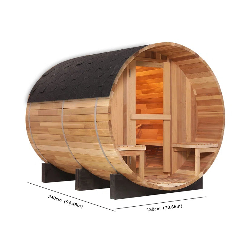 6-Person Patchworkred Cedar Traditional Steam Barrel Sauna
